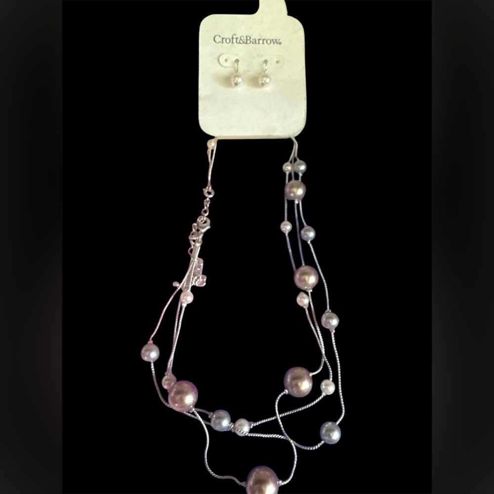 Croft And Barrow Pearl Necklace And Earrings Set Get 5 Items For 20 8$